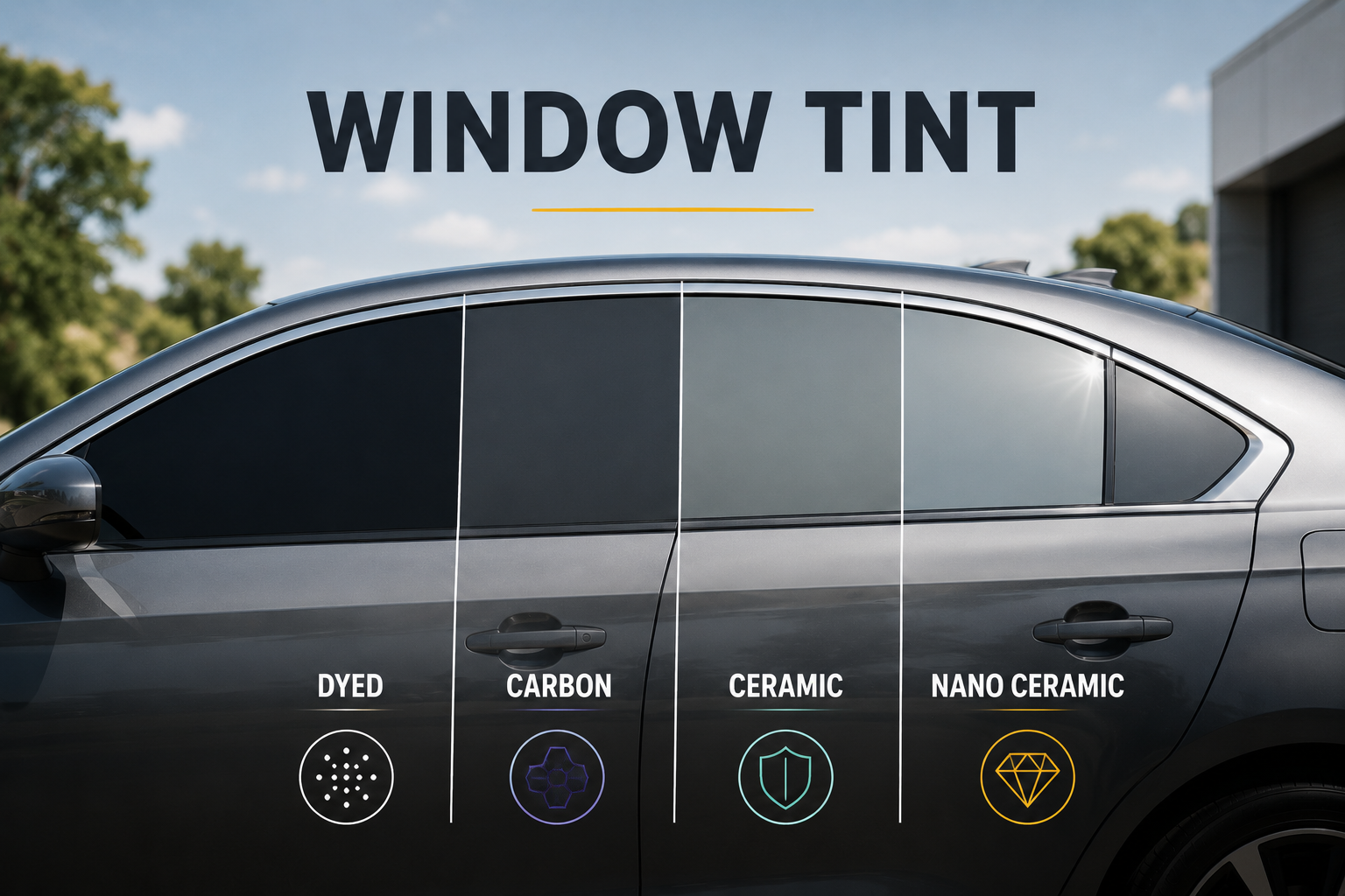 Dyed vs Carbon vs Ceramic vs Nano Ceramic —Which Window Tint Film is Actually Best for Your Car?