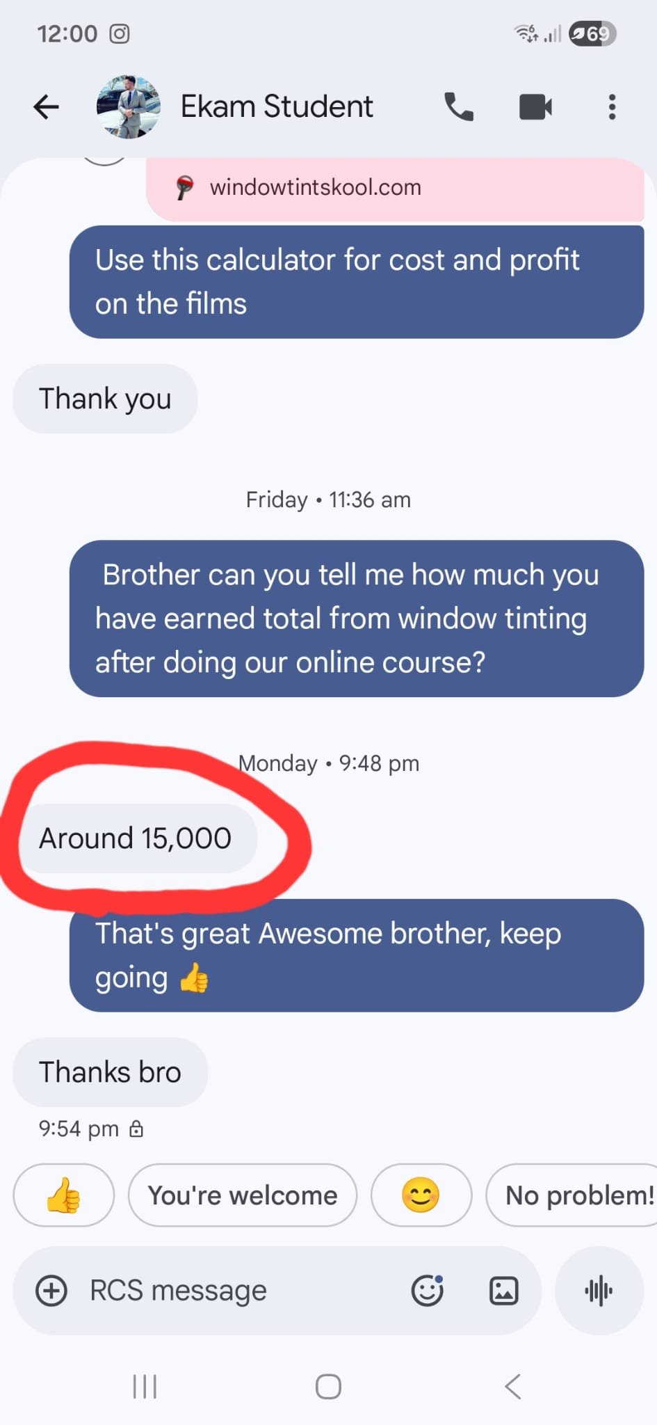 Ekam — $15,000 earned