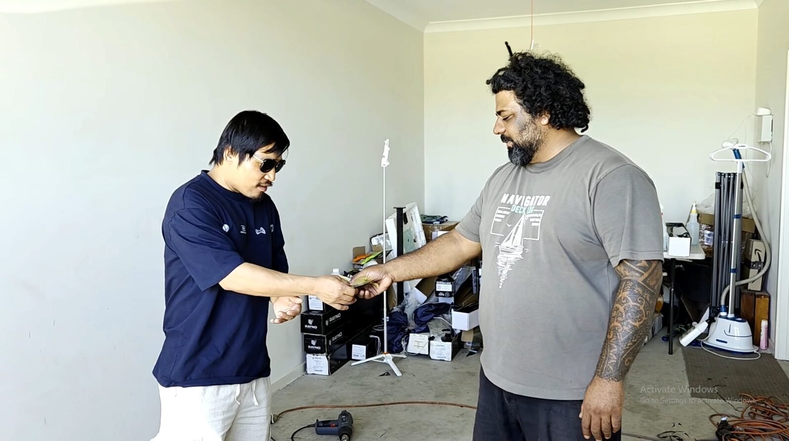 Customer paying for car tinting
